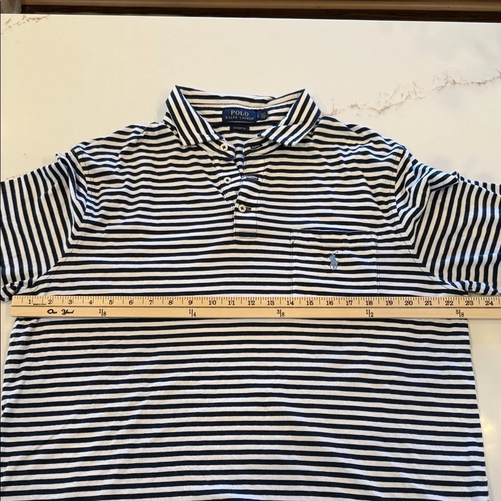 Polo by Ralph Lauren Men's Navy and White Striped Polo Shirt